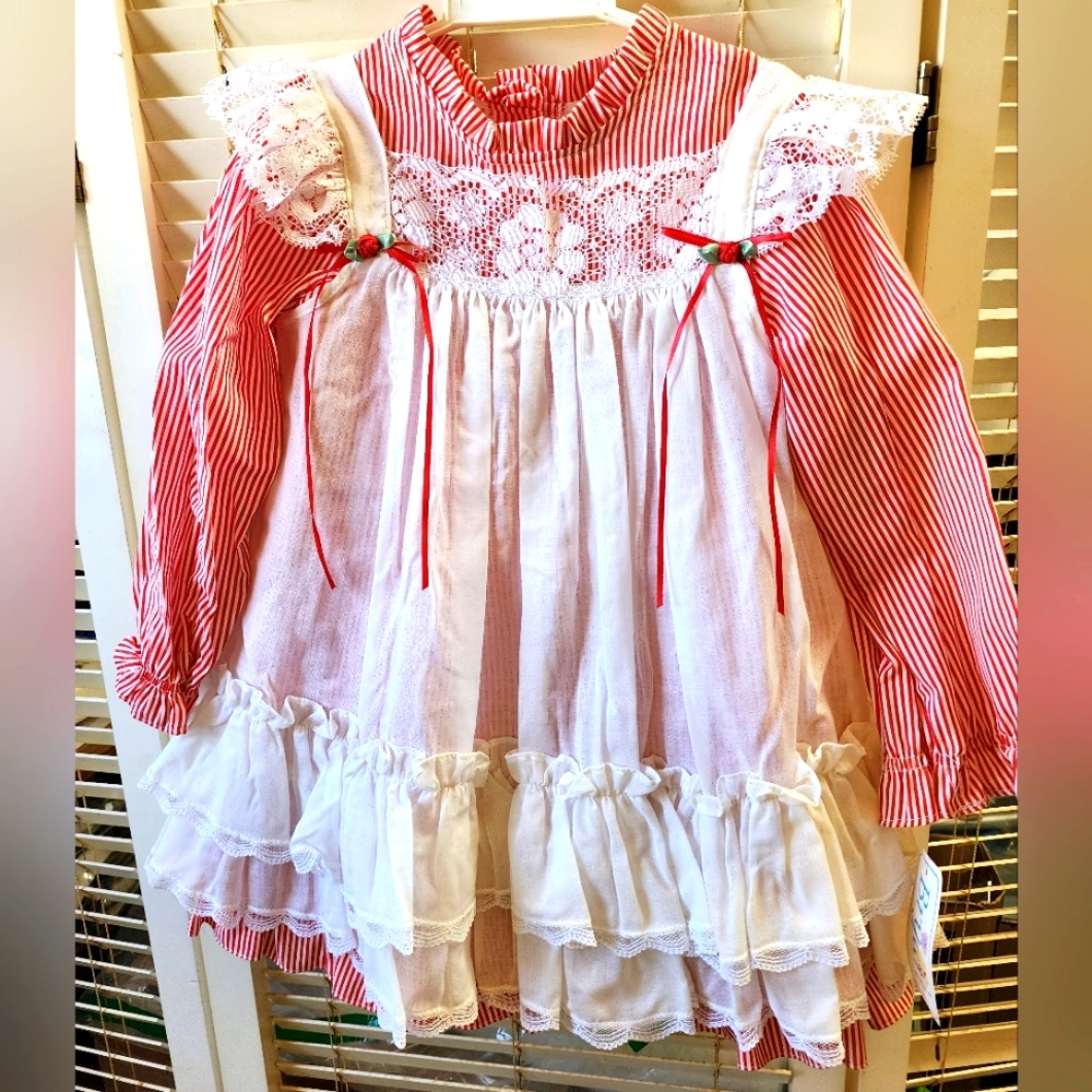 Vintage Bryan Red & White Pinafore Dress